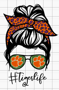 Clemson Girl with Paw Glasses